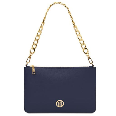 Diva - Leather clutch with chain strap